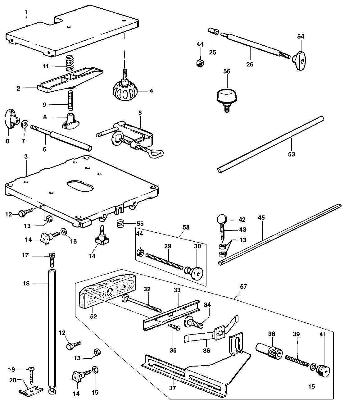 Default Diagram and Parts List for BD610A Type 1 Black and Decker Router